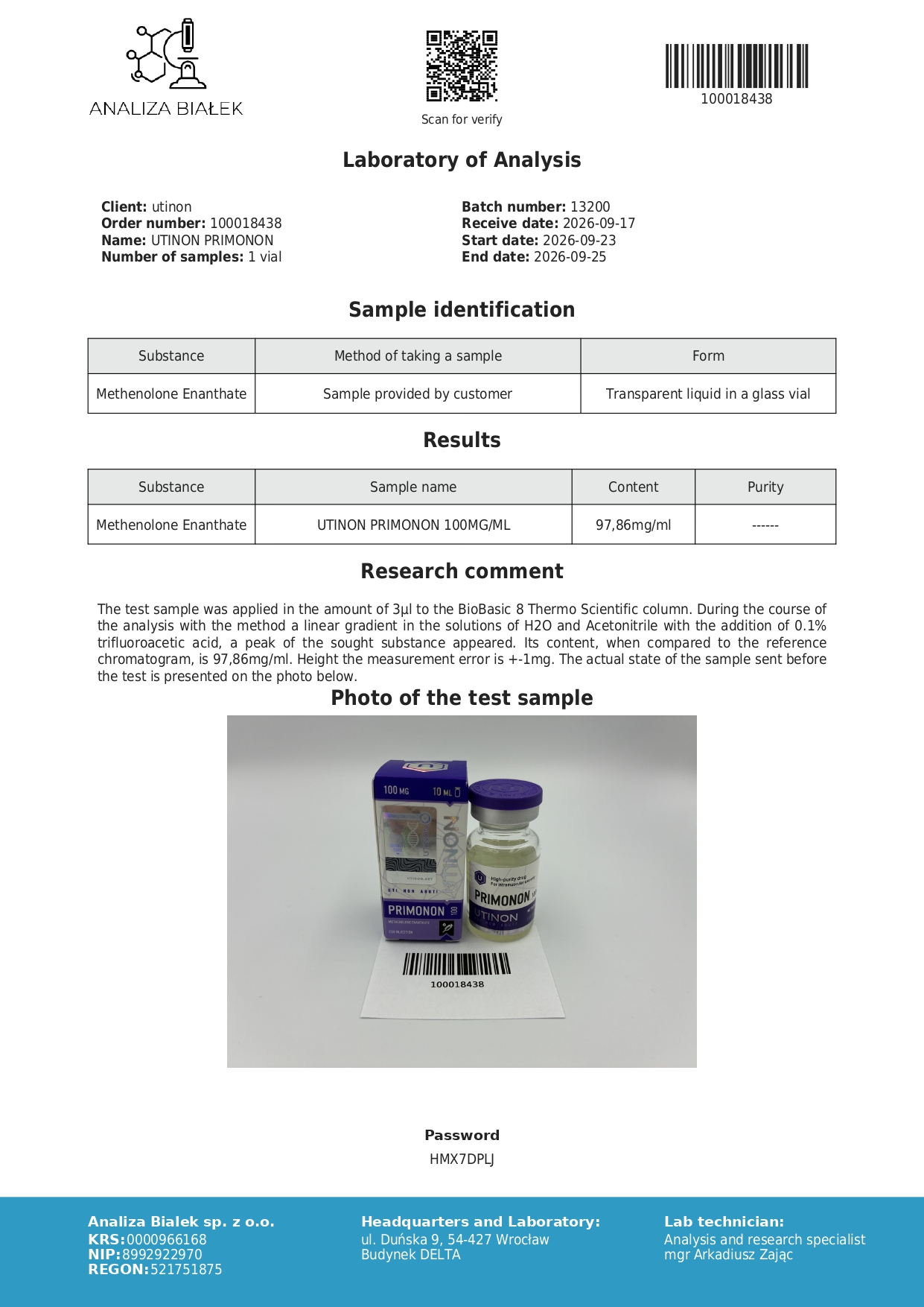 Primonon - Methenolone Enanthate 100 mg - 10 ml - immagine 4
