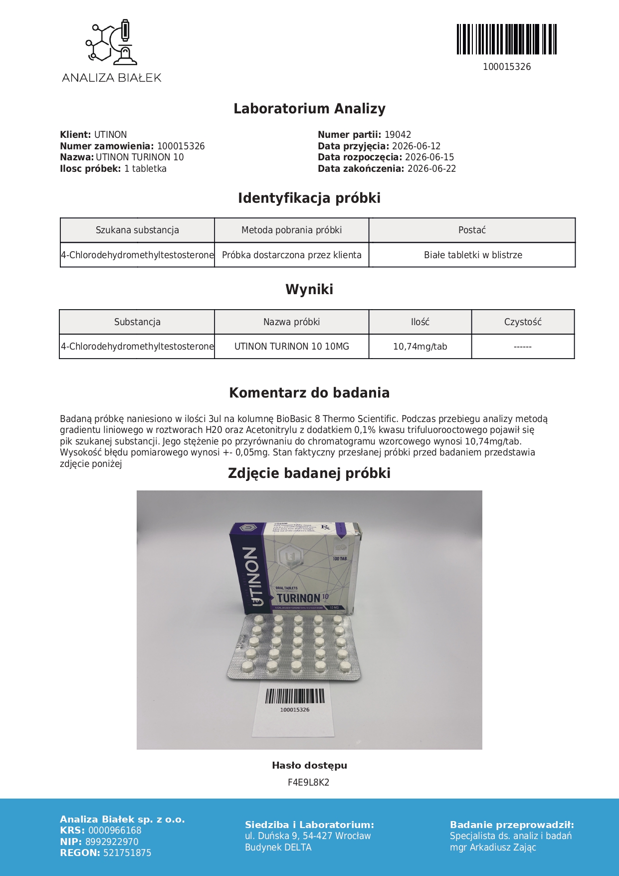 Turinon - 4-chlorodehydromethyltestosterone 10 mg - 100 tab - immagine 4